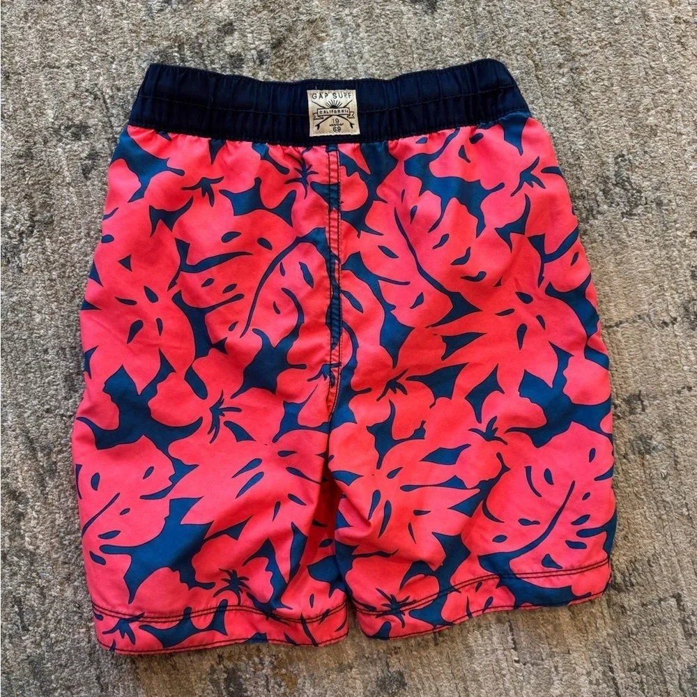Gap Boys Tropical Red and Blue Swim Shorts Size Small